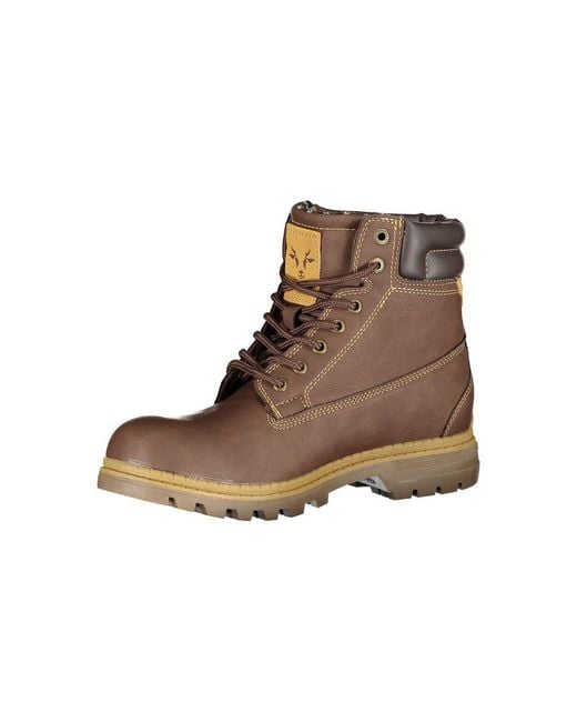 Carrera Brown Elegant Lace-Up Boots With Contrast Details