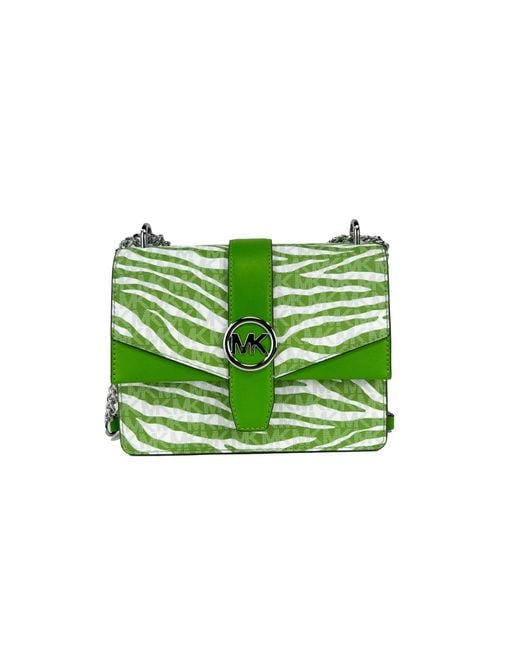 Michael Kors Greenwich Small Print Logo Crossbody Tote Chain Bag Jungle Green $498