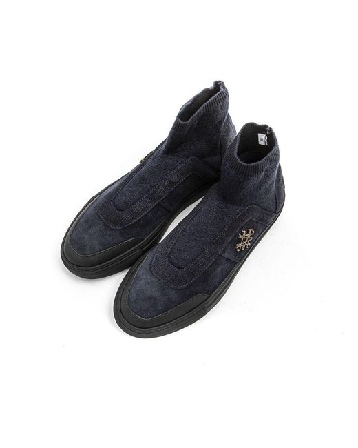 MR & MRS Black Blue Leather S Ankle Boot