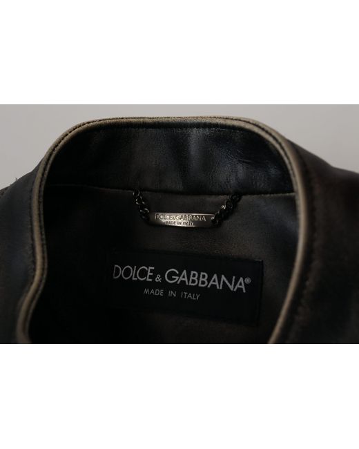Dolce & Gabbana Black Elegant Leather Jacket With Details for men