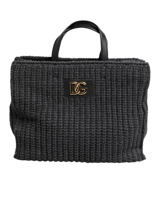 Dolce & Gabbana Large Knitted Crochet Shoulder Shopper Dg