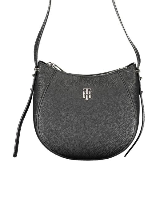 Tommy Hilfiger Black Sleek Adjustable Shoulder Bag With Logo