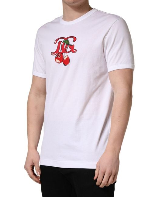 Dolce & Gabbana White Dg Cherries Cotton Crew Neck T for men