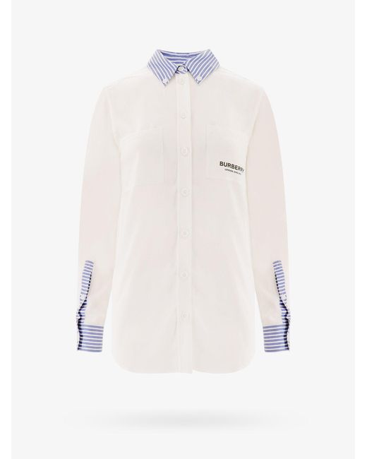 Burberry Long Sleeves Silk Shirts in White | Lyst