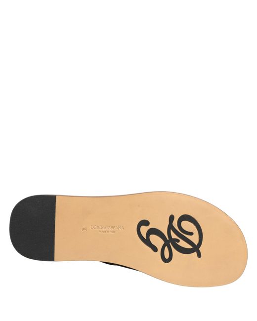 Dolce & Gabbana Multicolor Brown Leather Slides Sandals Flats Men Shoes for men