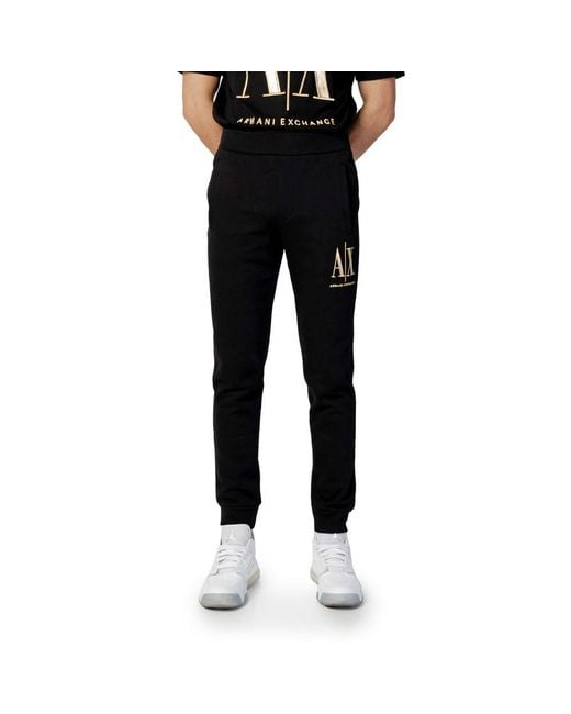 ARMANI EXCHANGE Black Cotton Joggers (workout Pants) for men