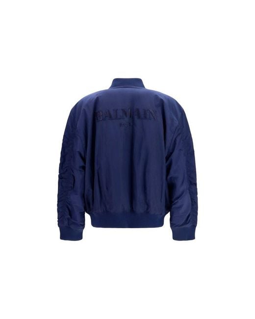 Balmain Blue Polyamide Bomber for men