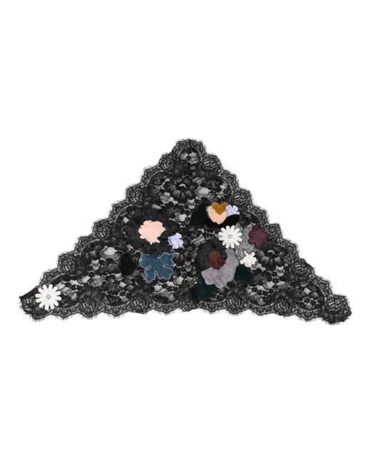Dolce & Gabbana Black Lace Floral Applique Cotton Veil Hat for men