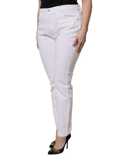 Dolce & Gabbana Gray Cotton Mid Waist Skinny Denim Jeans