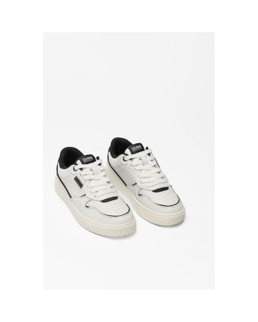 Colmar Black And White Leather Low Top Sneakers for men