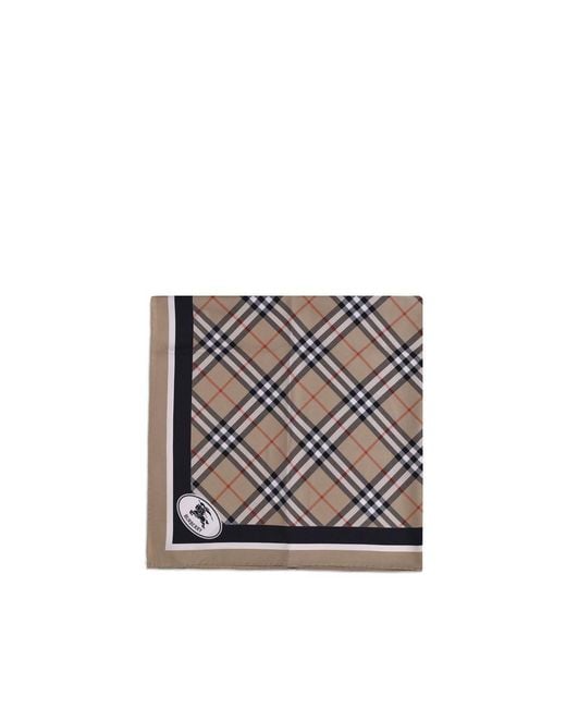 Burberry Gray Silk Check Scarf