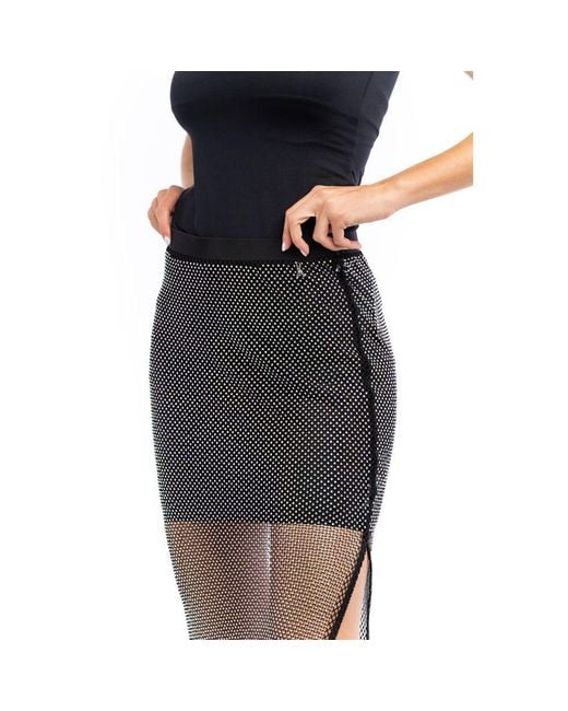 Patrizia Pepe Black Polyester Midi Skirt