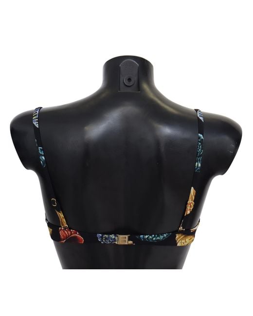 Dolce & Gabbana Black Seashells Print Swimwear Bikini Tops