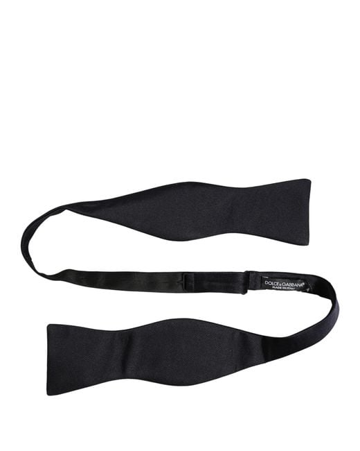 Dolce & Gabbana Men Black 100% Silk Adjustable Neck Papillon Bow Tie for men