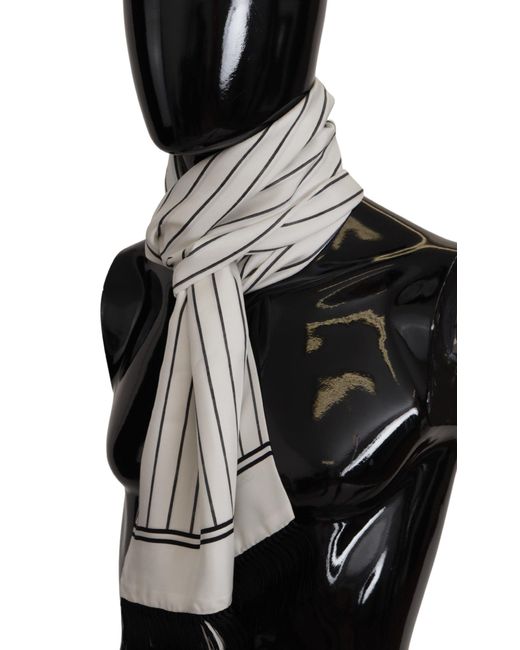Dolce & Gabbana Black Elegant Striped Silk Scarf for men
