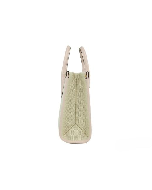 Michael Kors Green Mirella Small Powder Blush Canvas Shopper Crossbody Handbag Purse