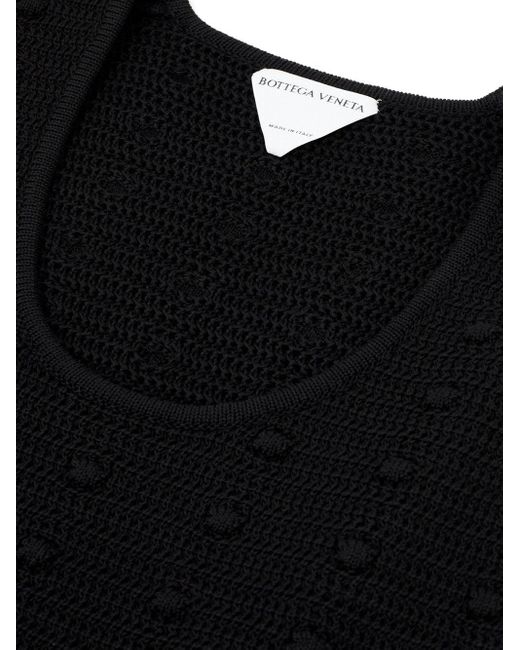 Bottega Veneta Knitted Black Dress With Pompom Details