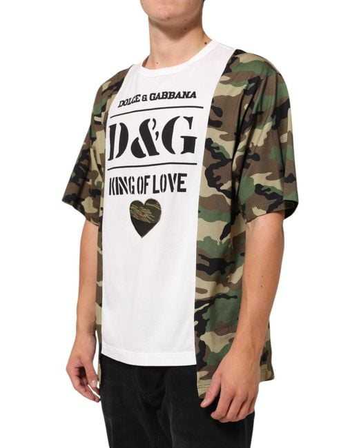 Dolce & Gabbana Black Logo Camouflage Crew Neck T-Shirt for men