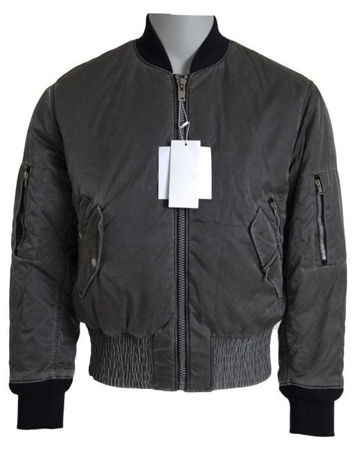 MM6 by Maison Margiela Gray Bomber Zipper Pocket Sleeves Jacket for men