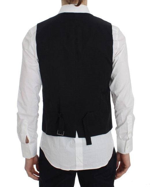 Dolce & Gabbana Black Striped Formal Vest for men