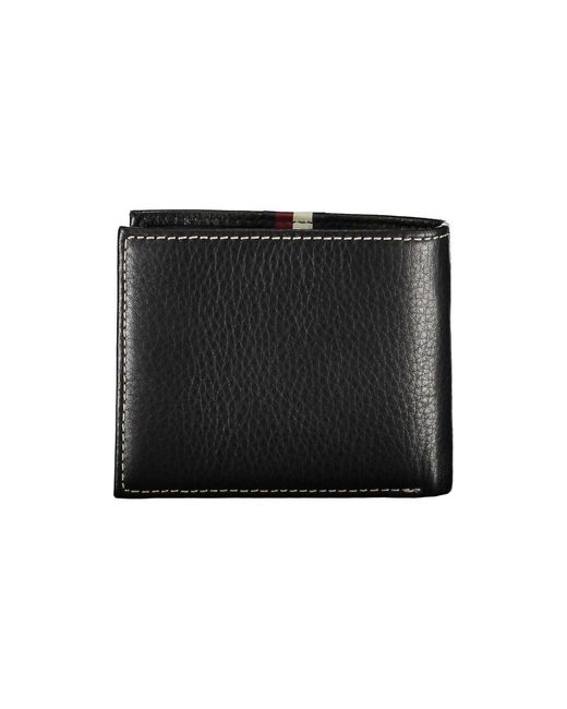 Tommy Hilfiger Black Elegant Leather Wallet With Contrast Stitching for men