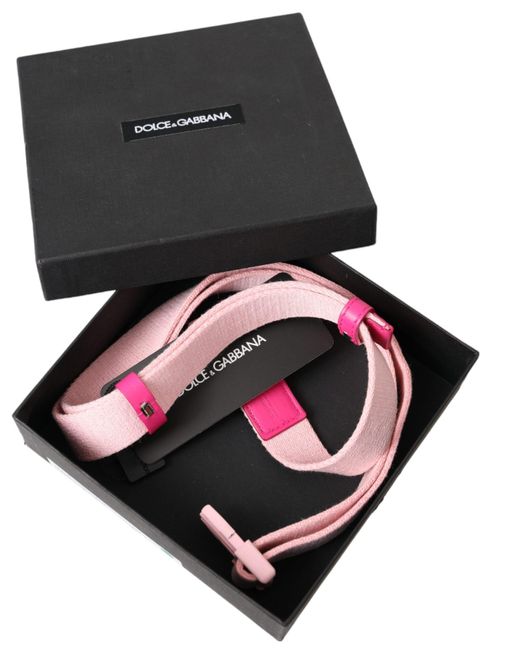 Dolce & Gabbana Pink Canvas Stretch Plastic Buckle Belt