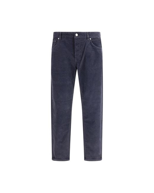 PT Torino Blue Corduroy Design Pants for men