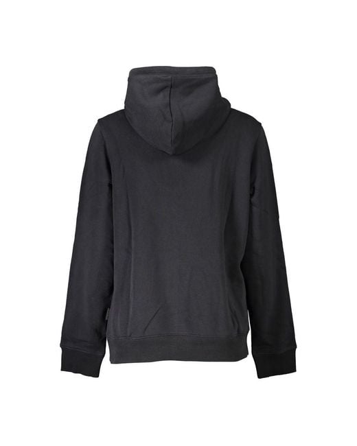 Napapijri Black Chic Hooded Fleece Sweatshirt With Central Pocket