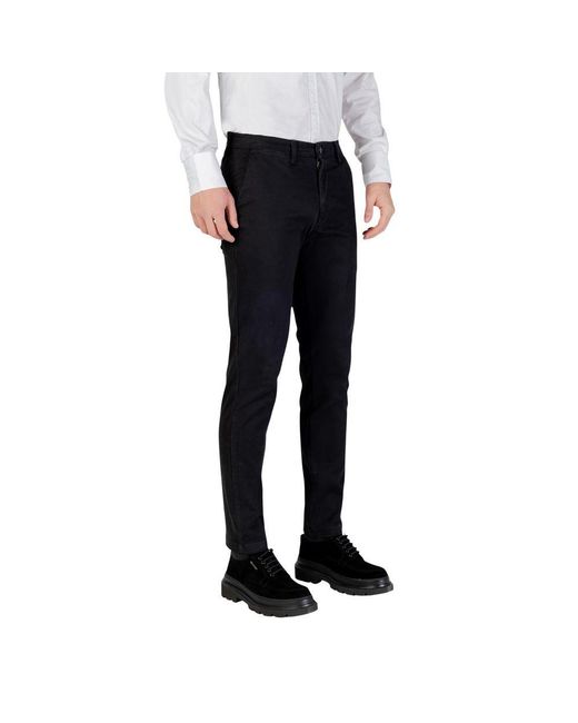 Borghese Black Cotton Skinny Pants for men