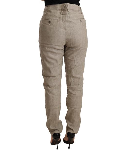 CYCLE Multicolor Beige Mid Waist Casual Baggy Stretch Trouser