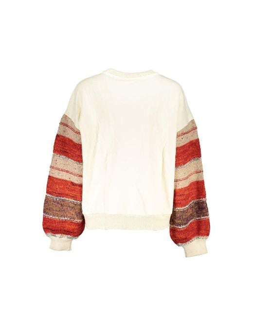 Desigual Red White Cotton Sweater