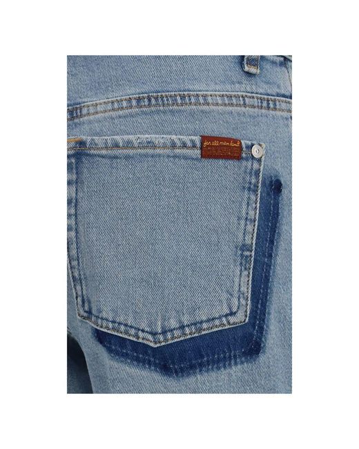 7FOR Blue Cotton Straight