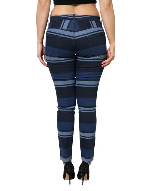 Dolce & Gabbana Blue Striped Cotton Stretch Denim Jeans for men