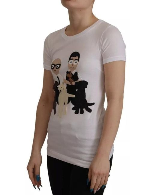 Dolce & Gabbana Gray #Dgfamily Patch Top Cotton T-Shirt