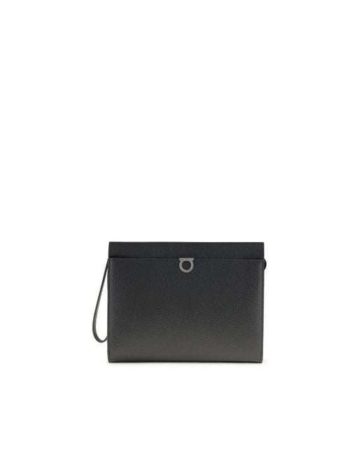 Ferragamo Black Calf Leather Bos Taurus Accessories for men