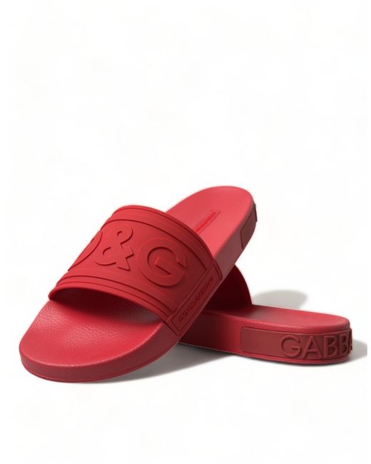 Dolce & Gabbana Red Rubber Summer Beach Slides Sandals for men