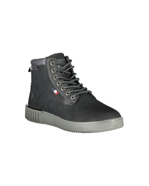 U.S. POLO ASSN. Black Elegant Ankle Boots With Lace-Up Detail for men