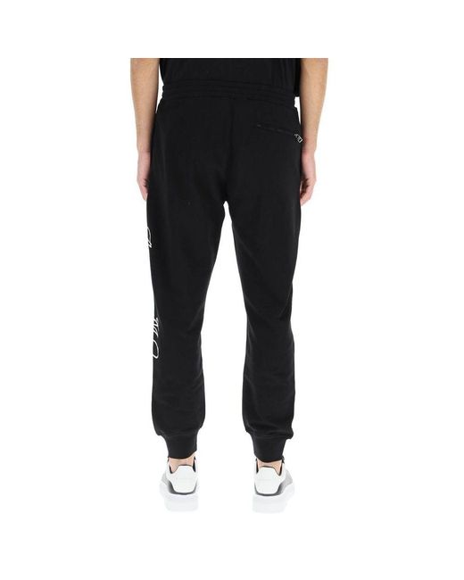 McQueen Black Logo Cotton Pants for men