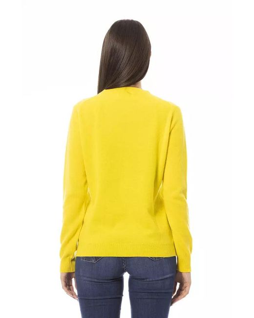 Baldinini Yellow Chic Wool-Cashmere Crewneck Sweater
