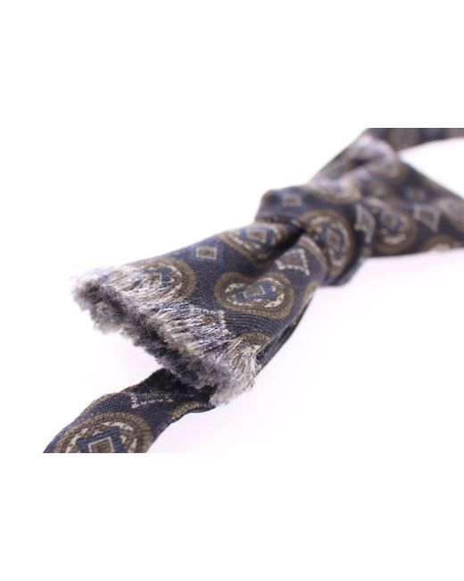 Dolce & Gabbana Black Blue Silk Baroque Fantasi Tied Bow Tie Papillon for men