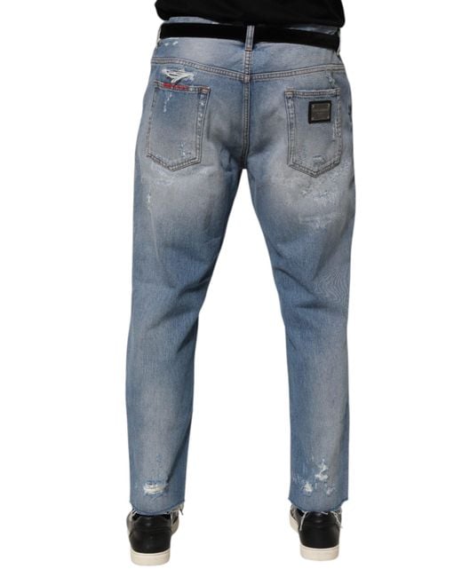 Dolce & Gabbana Blue Distressed Denim Jeans for men