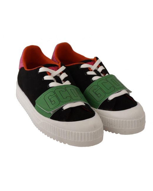Gcds Green Stylish Low Top Lace-Up Sneakers