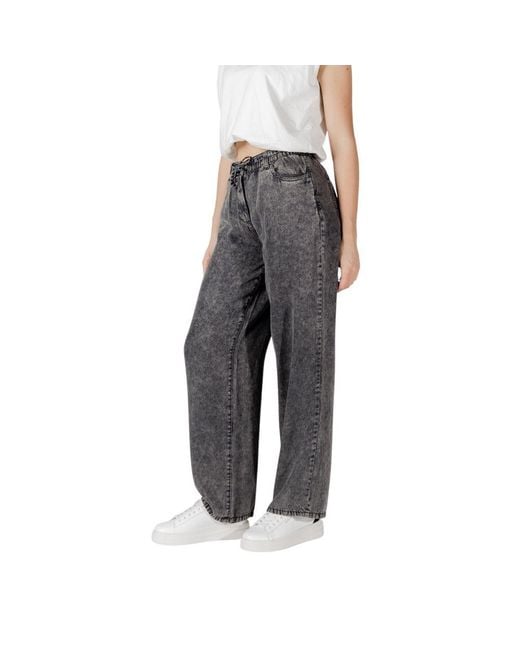 ONLY Gray Black Lyocell Casual Pants