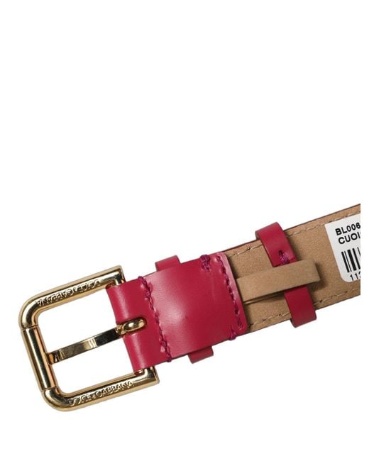 Dolce & Gabbana Red Calfskin Leather Gold Buckle Belt Strap Bracelet