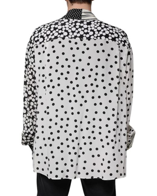 Dolce & Gabbana Black Polka Dots Silk Casual Shirt for men