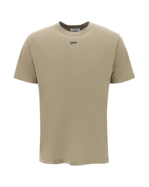 Off-White c/o Virgil Abloh Natural T-shirt With Back Arrow Embroidery - L Khaki for men