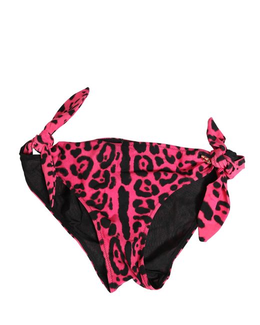 Dolce & Gabbana Red Pink Leopard Print Bikini Bottom Beachwear Swimwear