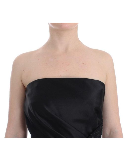Masha Ma Black Strapless Embellished Pencil Dress
