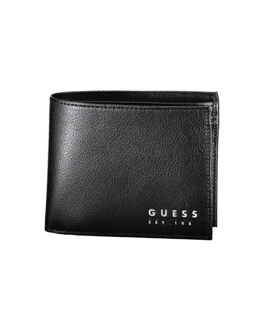 Guess Black Chic Leather Dual-Compartment Wallet for men
