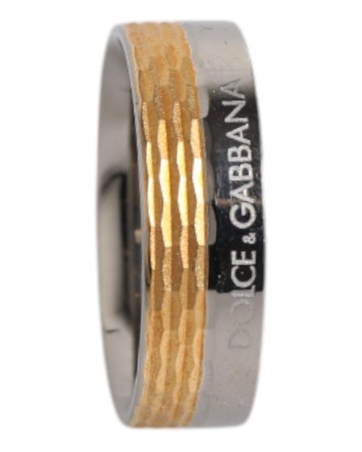 Dolce & Gabbana Gray Gold Silver Tone Real Brass Dg Logo Ring for men